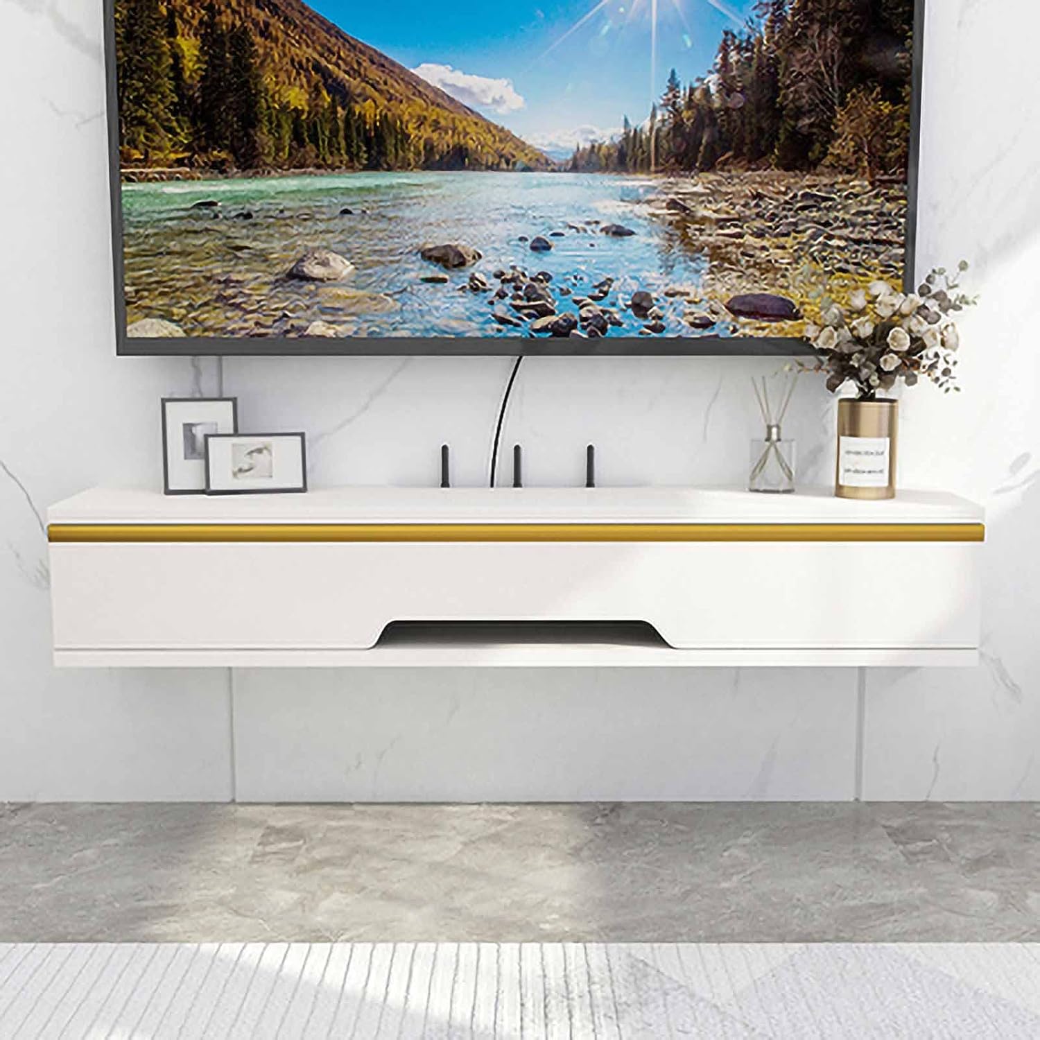 Floating TV Stand Wall Mounted TV Storage Unit Wood Multimedia