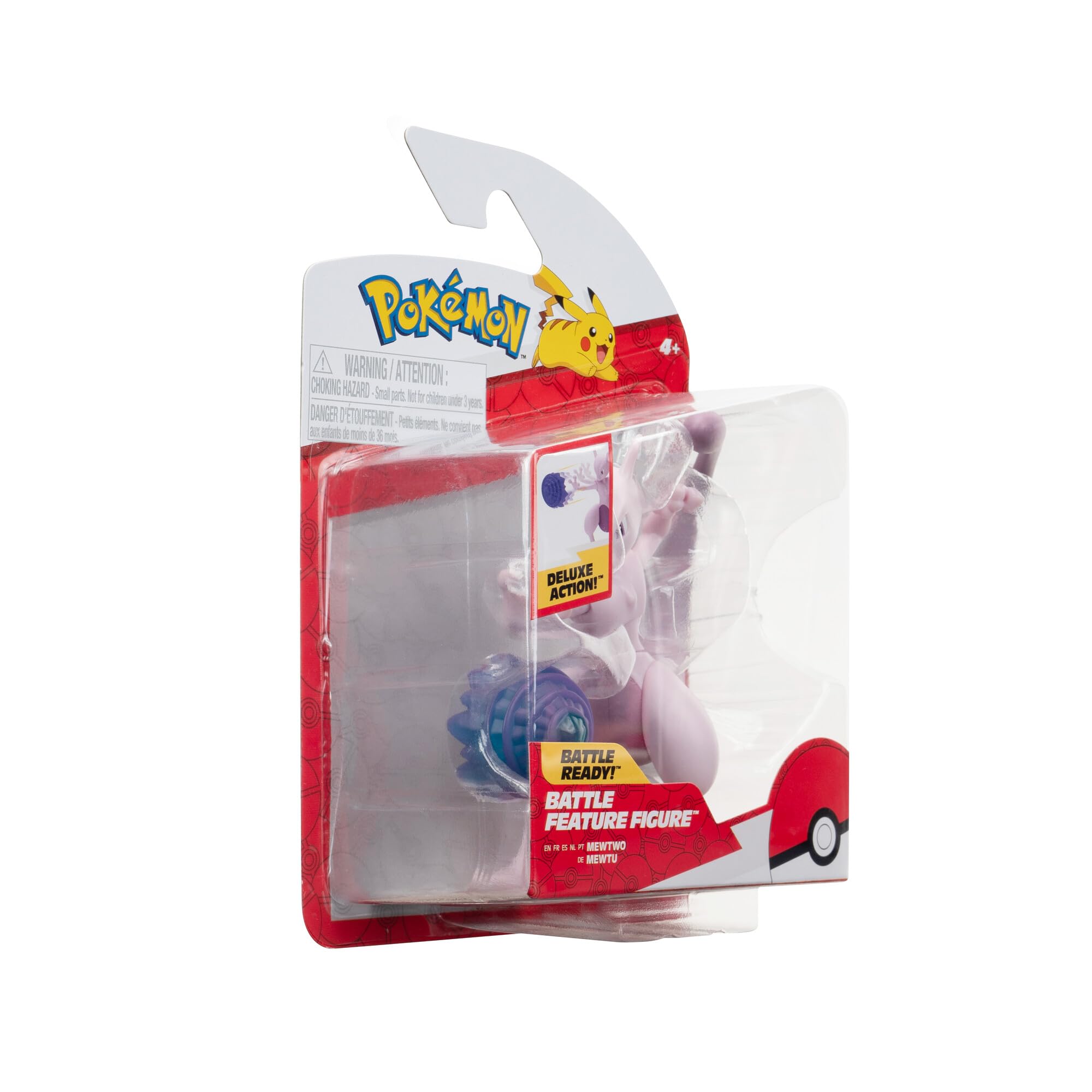 Pokémon PKW3370 - Battle Feature Figure - Mewtu, oficjalne ruchome figurki, 11,5 cm