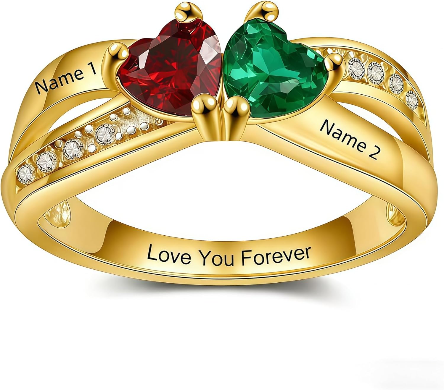 Personalized Birthstone Rings for Women - Custom Name Promise Rings Valentine's Day Gifts for Her, Mothers Ring Mother's Day Gift for Mom Wife