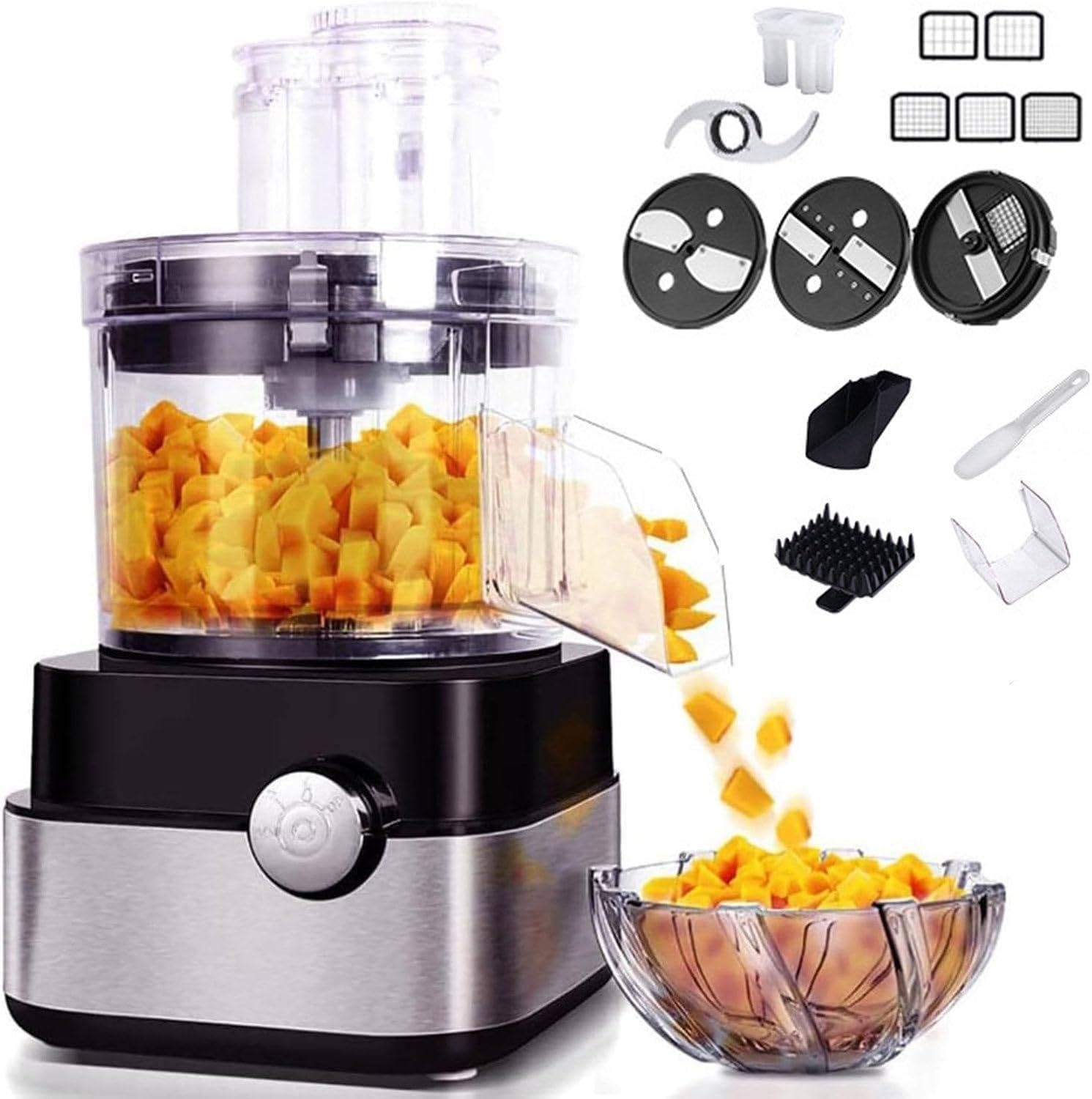 XUXIAO 600W Commercial Electric Vegetable Dicer Slicer Shredder Chopper, Food Processor, Multifunctional Meat Grinder Blender, for Veggies & Fruits