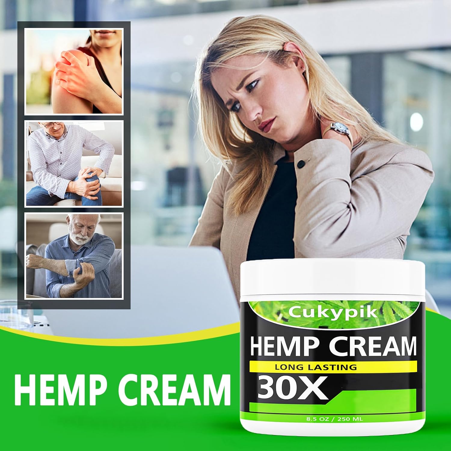Hemp Cream 8.5oz, Natural Soothing Topical Cream, with Arnica,MSM, Turmeric, Menthol, Aloe - Image 3