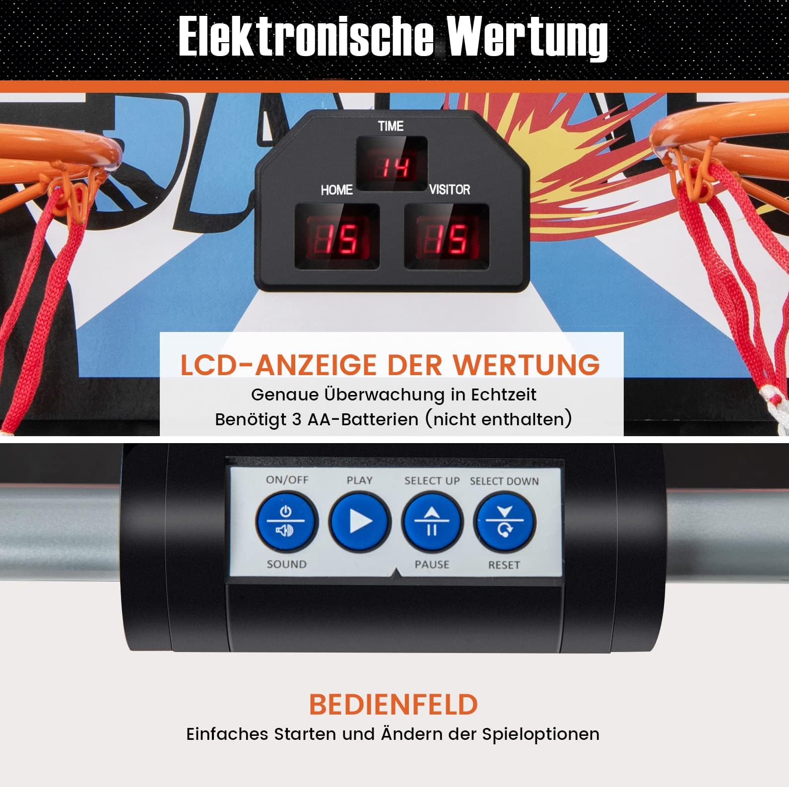 COSTWAY 8 in 1 Basketballautomat, elektrischer Baskeltballständer klappbar, Schießmaschine mit 4 Bällen, 8 Spielmodi, Luftpumpe für 2 Spieler, Arcade Basketballspiel für Kinder Erwachsene