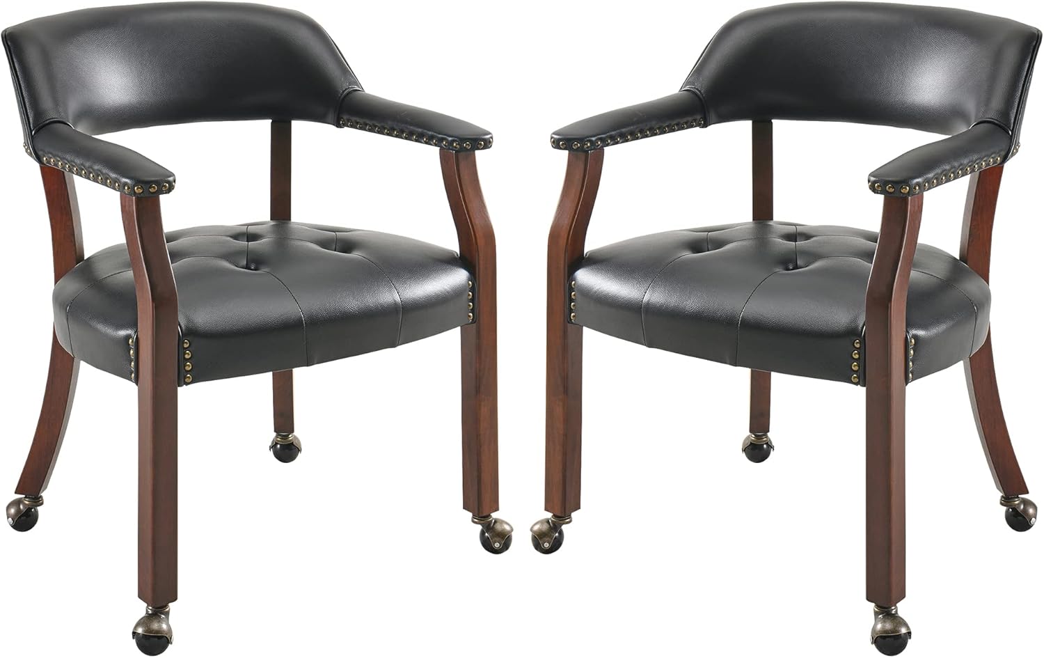 LEEMTORIG Set of 2 Dining Chairs with Casters and Arms