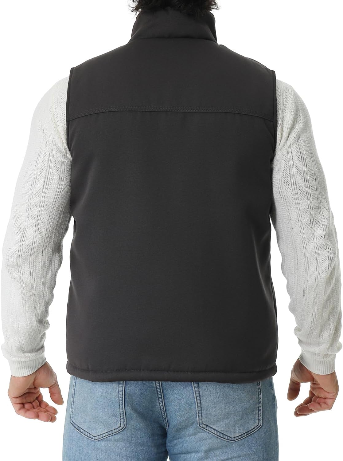 Men's Loose Fit Washed Duck Fleece-Lined Waterproof Workwear Mock-Neck Vest - Image 2
