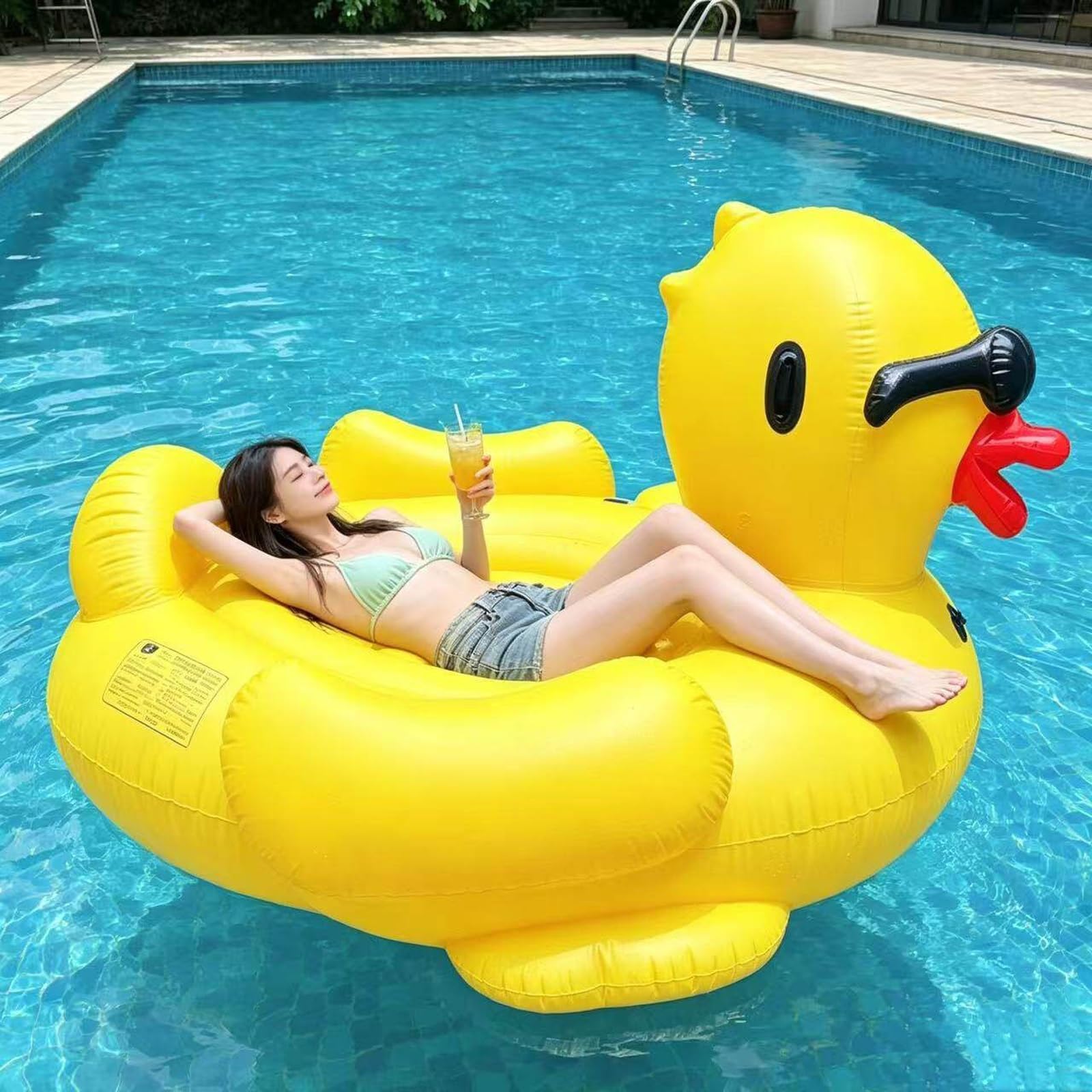 Matelas Gonflable Piscine, Matelas Pneumatique Piscine | Avec Poignée, en Forme de Canard, Esthétique et Originale, Idéale pour le lac ou la Mer