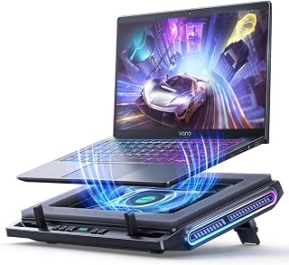 llano V10 RGB Gaming Laptop Cooling Pad: 4.72" Turbo Fan Drops 38°C, 13-17.3" Stand, 3500 RPM, Button Control, USB Ports