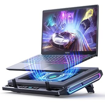 llano RGB Gaming Laptop Cooler Cooling Pad for Fast Cooling with Continuous Speed 12 cm Powerful Turbo Fan & Sealing Foam 4-P