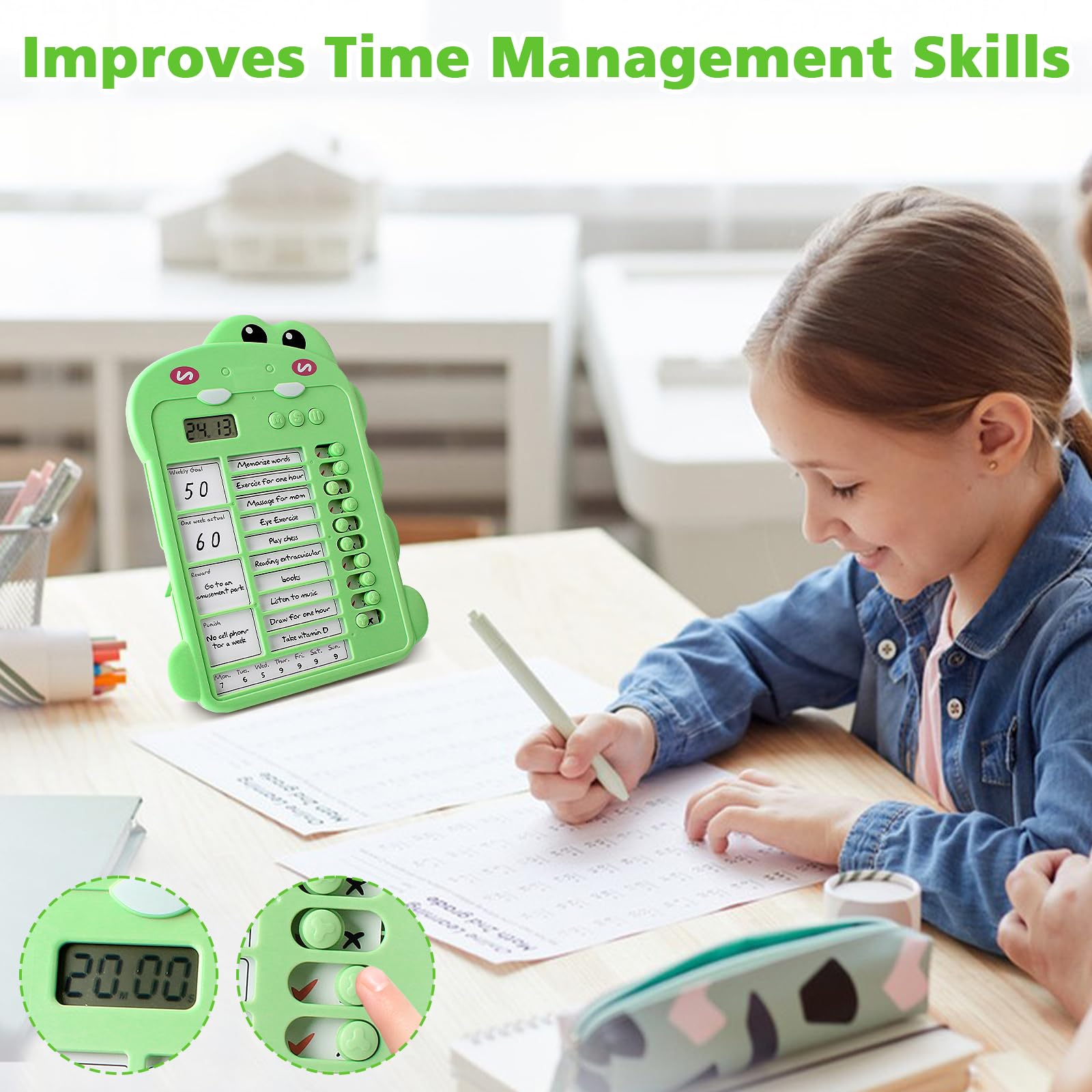 VinBee Portable Checklist Board with Timer Daily Schedule Chore Chart - Image 4