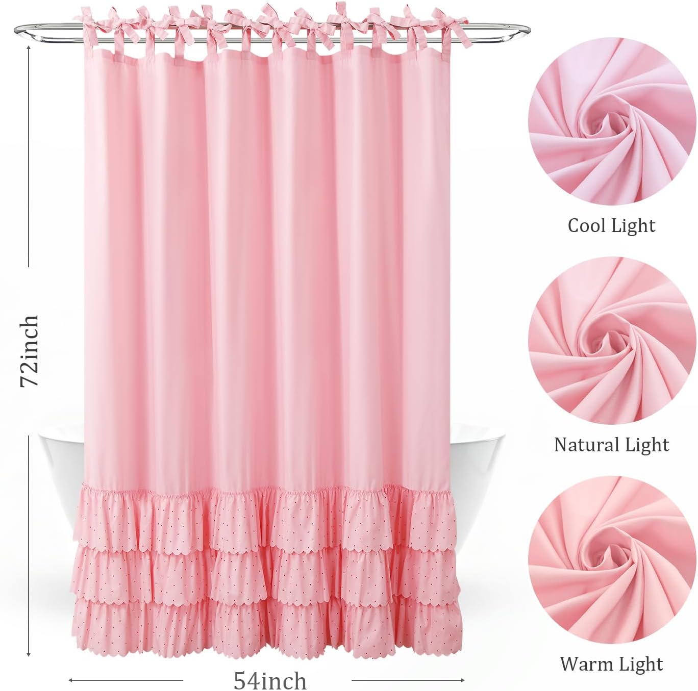 Waterproof Shower Curtain Small Bathroom Narrow Bathtub 120 GSM Polyester Quick Drying Weighted Hem Dual Installation,54" W x 72" H