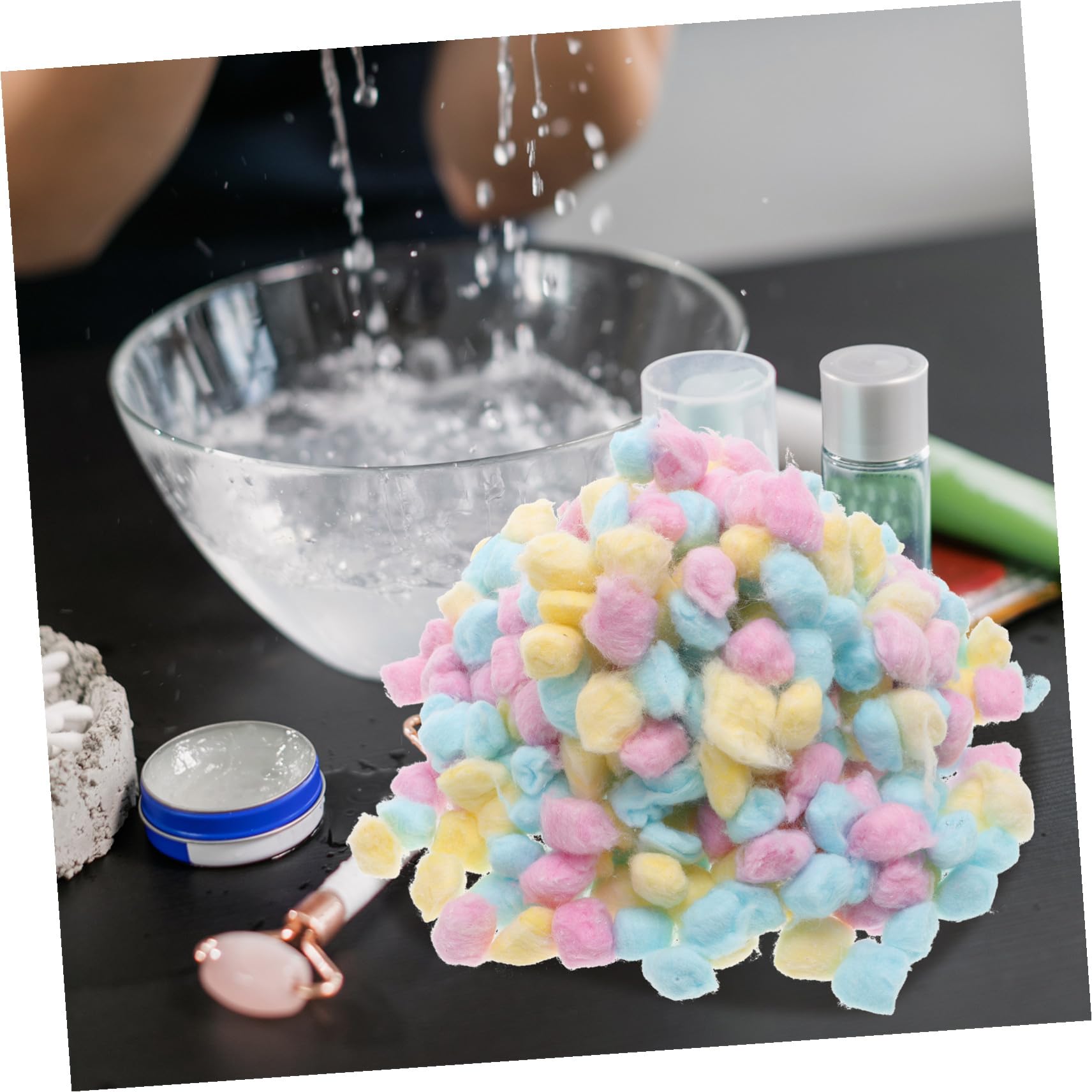 500g Bunte Baumwolle Wattebällchen für Babys und Neugeborene Saugfähig Leicht für Make Up Entfernung und Sanfte Gesichtsreinigung