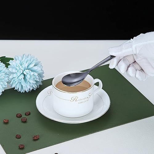 Miniatura 7 de Black Demitasse - Cucharas de café expreso de 5.5 pulgadas, juego de 6, acero inoxidable, aptas para lavavajillas