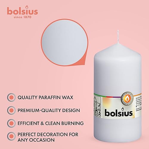 Miniatura 5 de BOLSIUS 8 velas de pilar blancas 275 x 5 pulgadas calidad europea premium envueltas individualmente 43 horas de tiempo de combustión sin goteo y sin