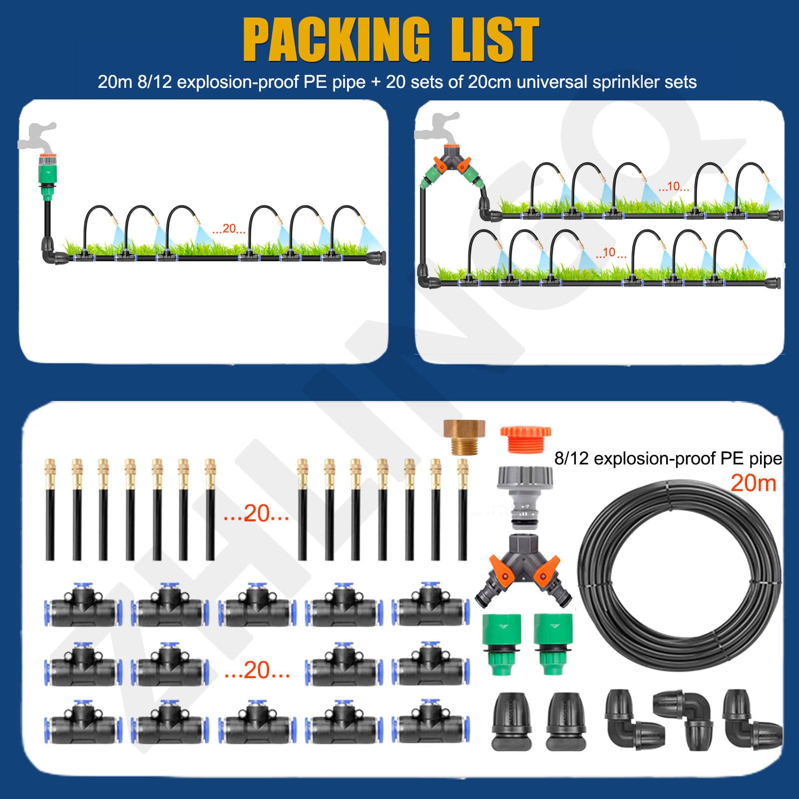 Kit Nebulizador Terraza Automático Con Temporizador, Difusor Agua Terraza, Aspersores Terraza Nebulizador, Sistem De Riego Por Goteo De Jardín Para Plantas Para Jardines,20m/65.6ft-WithoutTimer