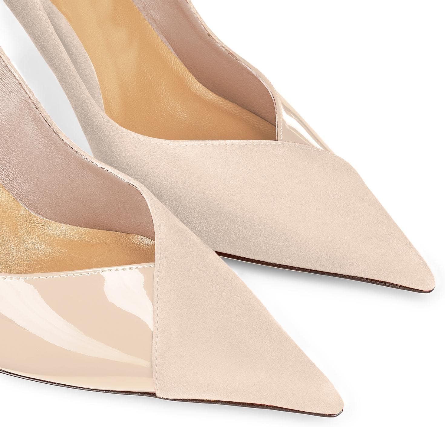 Coutgo Womens Pointed Toe High Heels Pumps Patent Suede Stiletto Heel Slip on Office Party Wedding Dress Shoes - Image 4