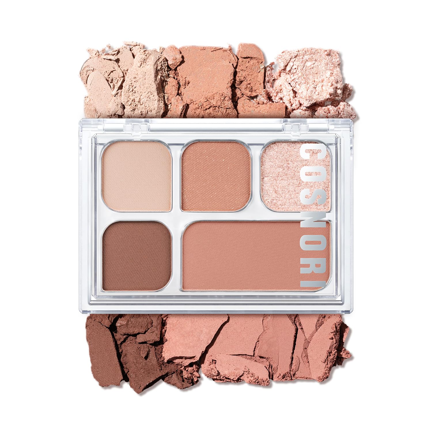 COSNORI My Moment Eye Palette – 5 Pigmented Shades, Matte, Shimmer & Glitter, Blendable & Multi-Use (01 Misty Mute)