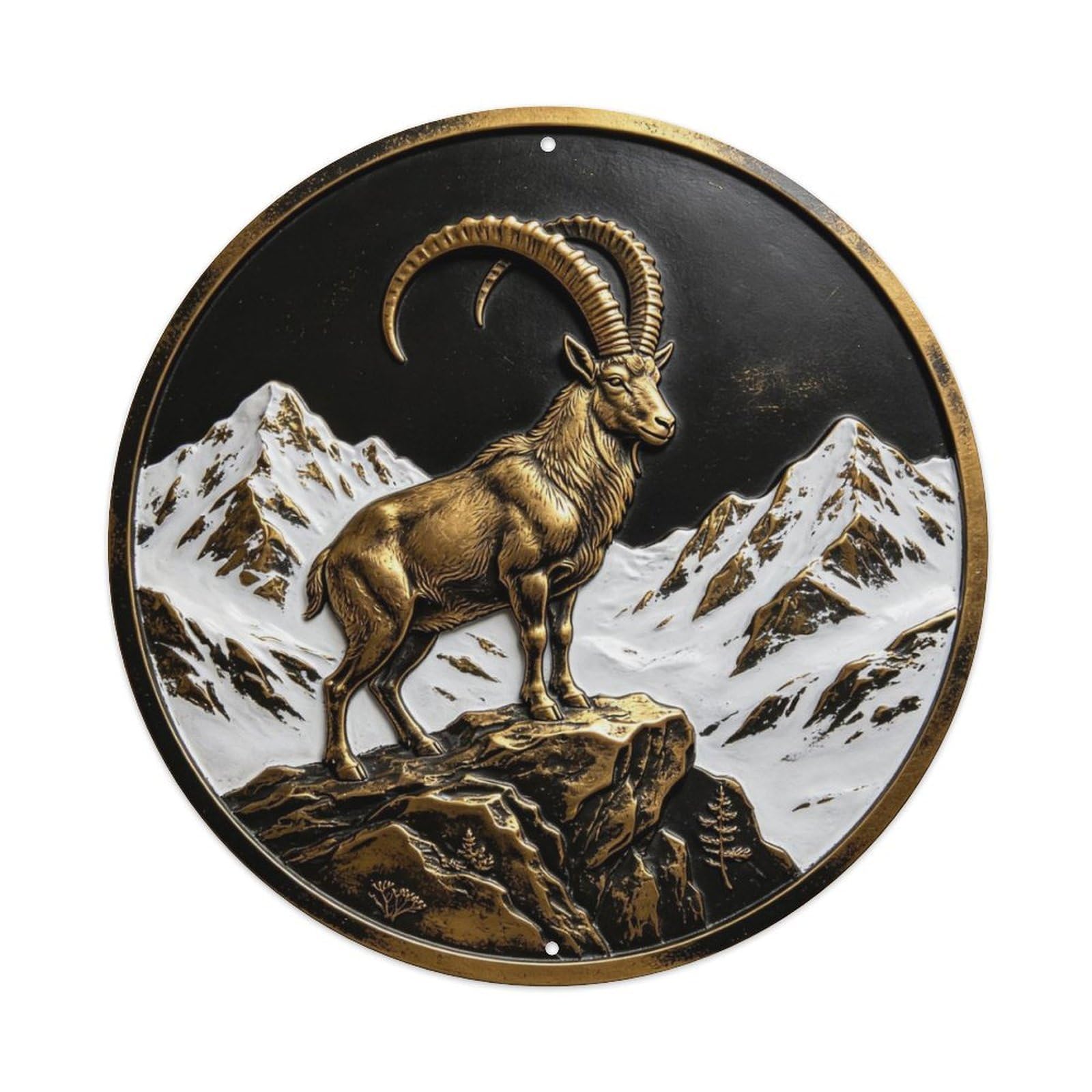 Alpine Ibex Mountain Metal Tin Sign Plaque