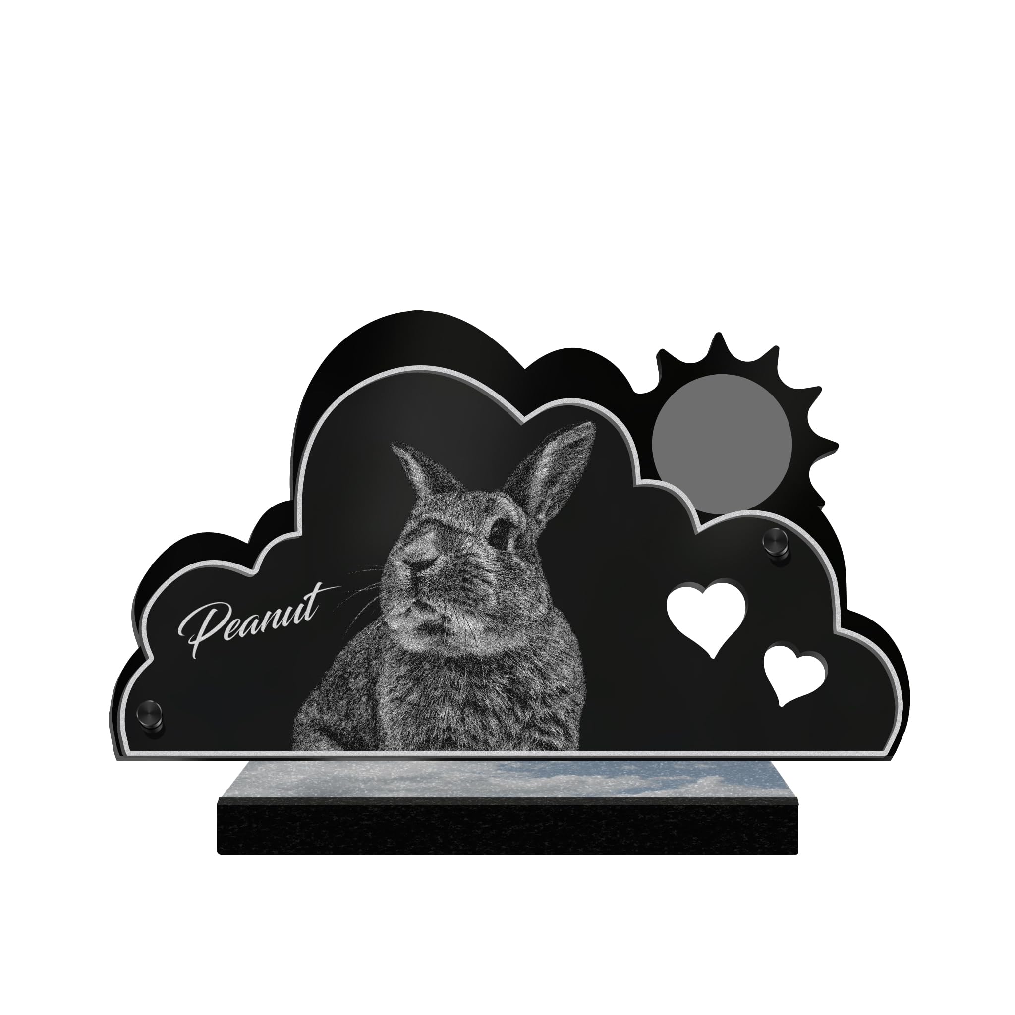ETERNAL - Personalized Memorial Plaque Cloud for Pets - Dog, Cat, Rabbit, Pets, Customizable Photo and Text, Laser-engraved Memorial Plaque for Funerals