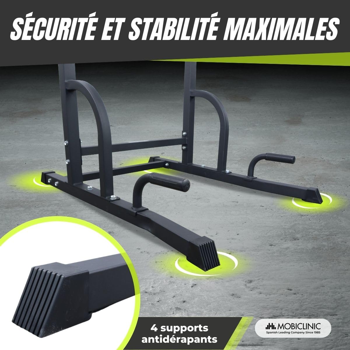 Mobiclinic®, Chaise Romaine Musculation, Réglable sur 8 Hauteurs, Power Tower Dip Station, Dossier Réglables, Tour de, Robuste, Sport Maison, Traction, Pull Up, Multifit