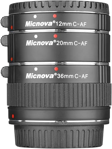 Miniatura 7 de Extensión de tubo de lente macro para Canon DSLR, Micnova KK-C68 Pro Juego de tubos de extensión macro de enfoque automático para cámaras de