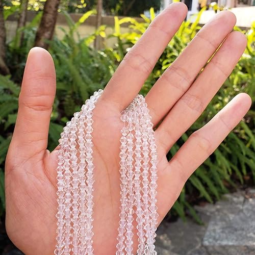 Miniatura 3 de 10 hebras checas facetadas de cristal bicono sueltas cuentas de cristal sueltas de 0.157 in (0.16 pulgadas) pequeñas transparentes (870-900 piezas)