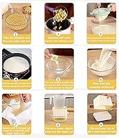 Vista 5 de juego de molde con prensa para hacer tofu y tela para prensar queso de soja.