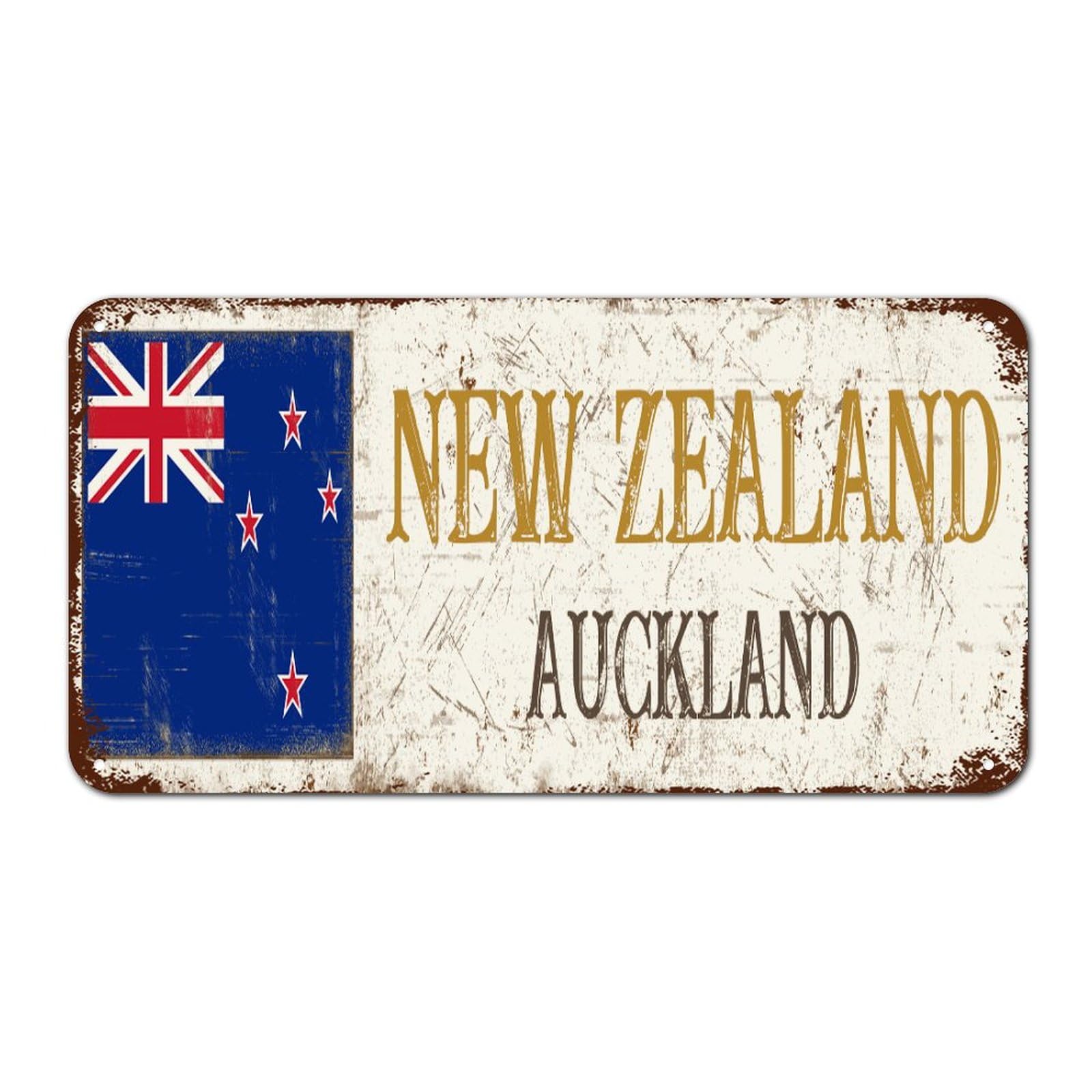 New Zealand Auckland Metal Tin Sign Wall Plaque New Zealand Vintage Retro Metal Signs Travel Gift Souvenir Metal Tin Sign for Pub Restaurants Cafe Club 12x6in