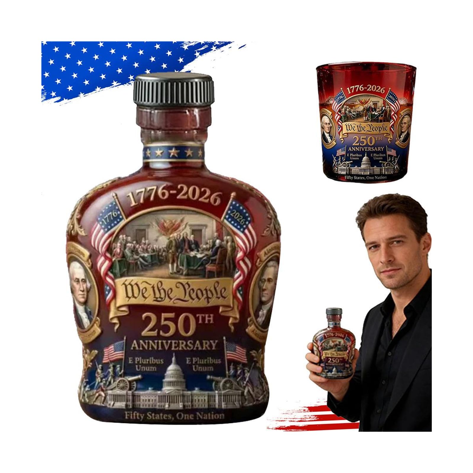 Amazon.co.jp: 米国250周年記念ウイスキーボトル、250周年記念