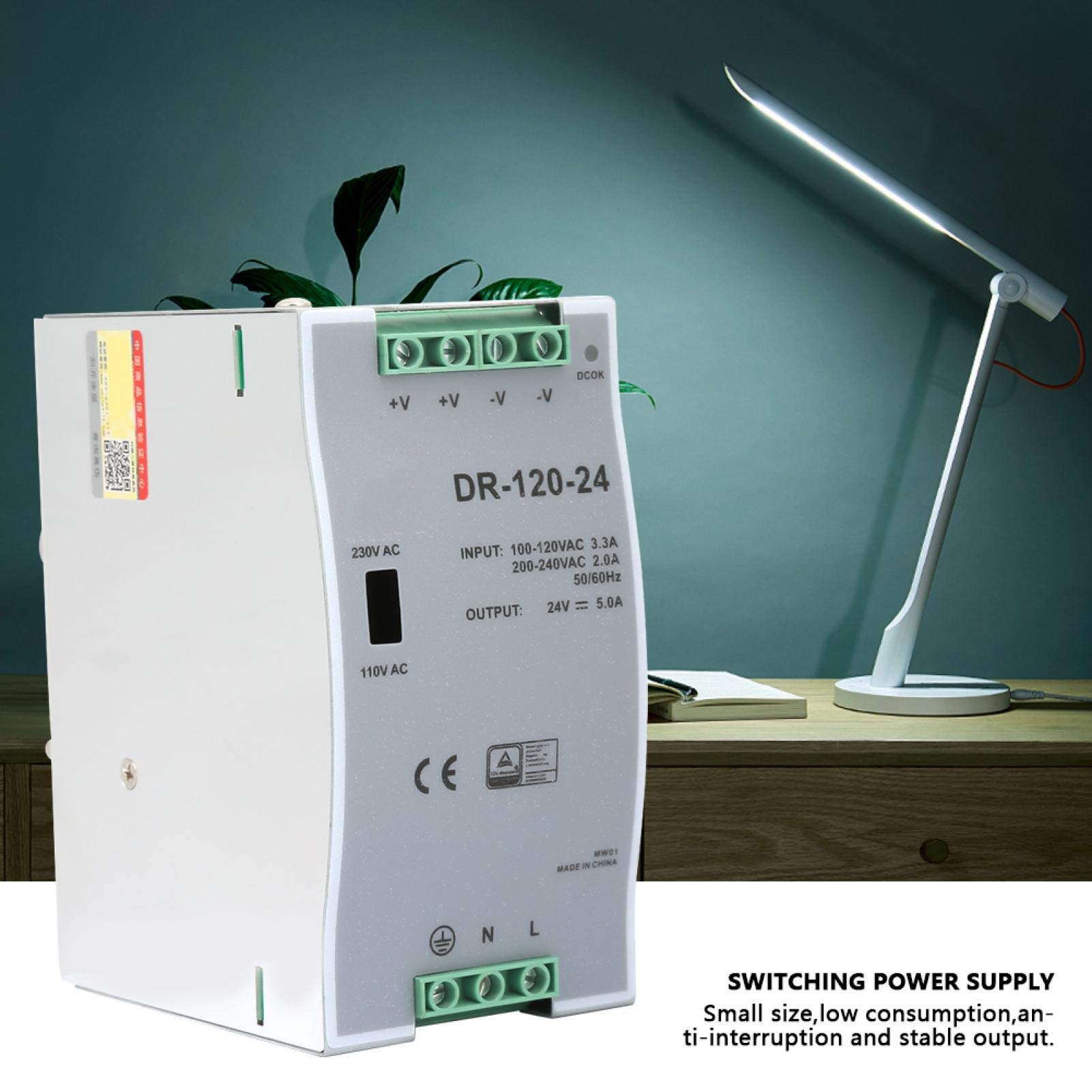 DIN-rail voeding 24 V 120 W 5 A | DIN-rail voeding 230 V naar 24 V DC | ultraslim 40 mm breedte (compatibel met relais en beltransformator