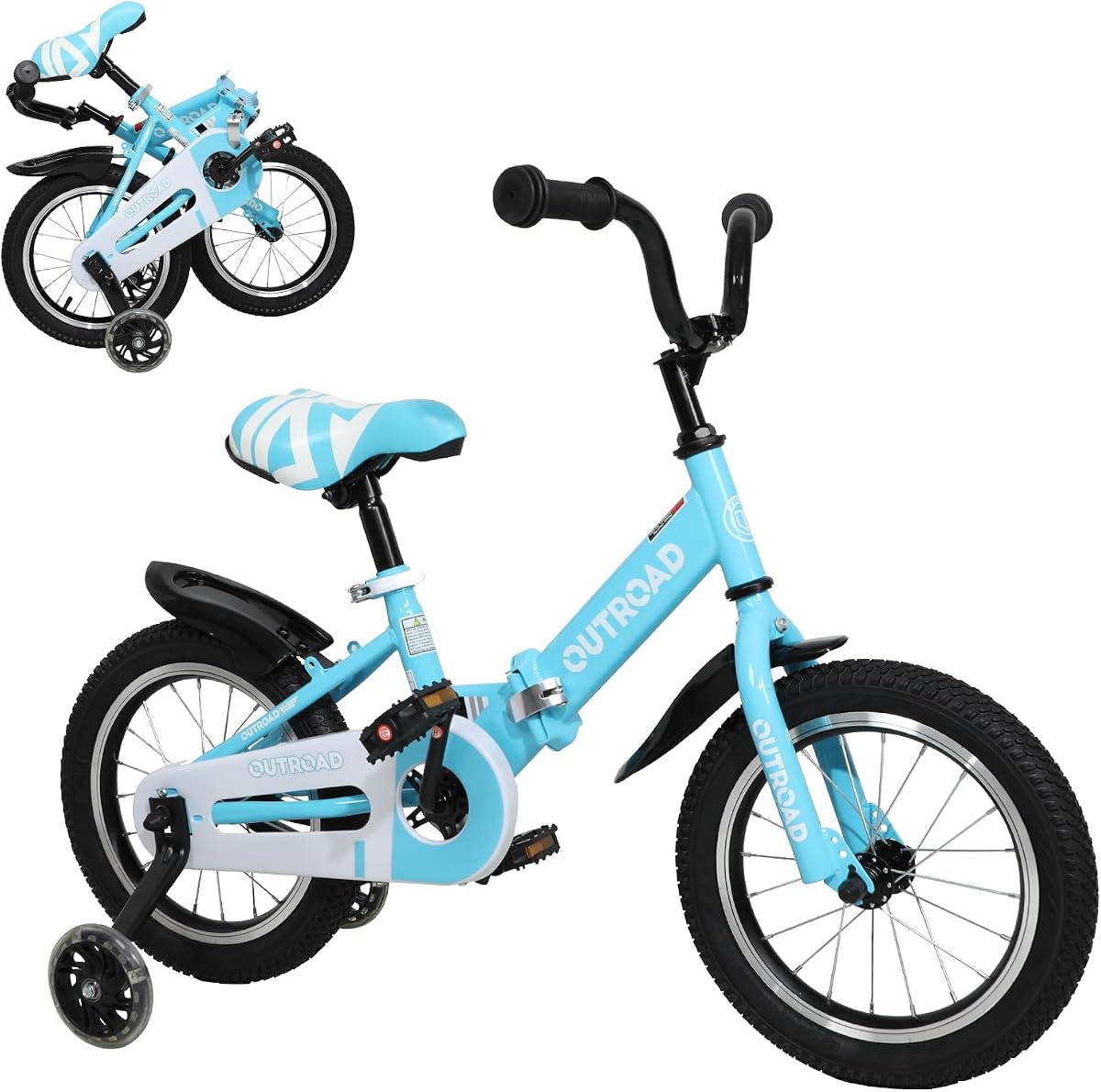 Max4out Folding Kids Bike for 3-9 Years Old Boys and Girls Bicycles with Flash Lighting Training Wheels 14/16/18 Inch