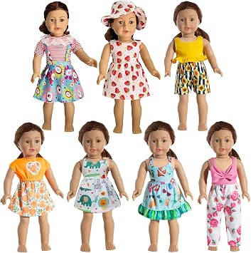 American 18 Inch Doll Clothes Accessories, 7 Set, 18" Doll Outfits