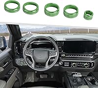 Vista 11 de Jimen Cubierta para perilla Silverado 2022+, 5 piezas de botón de volumen de audio de consola central, control de clima CA, perilla de faro, ajuste