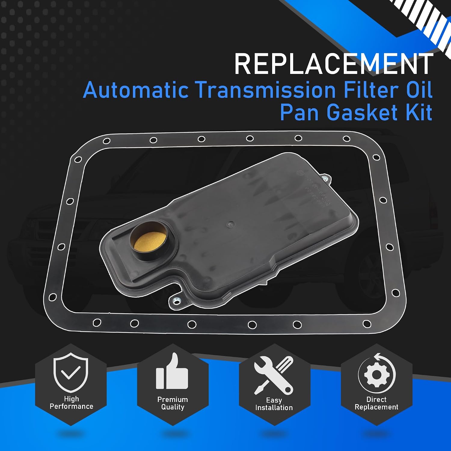 Automatic Transmission Filter Oil Pan Gasket Kit Compatible With 2001-2006 Mitsubishi Montero 3.5L 3.8L 2001-2004 Mitsubishi Montero Sport 3.0L 3.5L Oil Pan Filter Kit Replaces MR528836