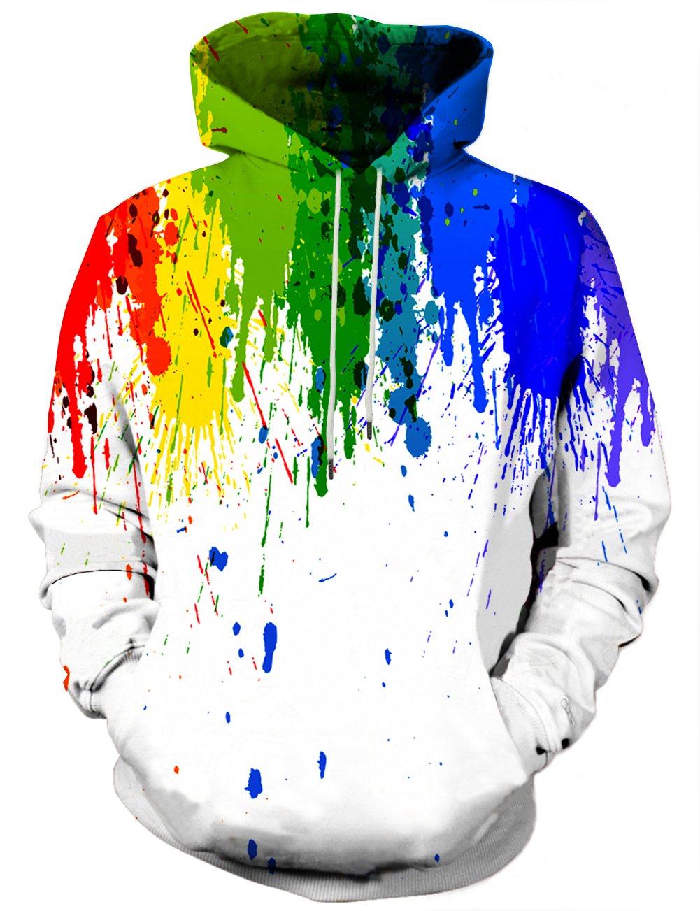 Syaimn Unisex bluzy z kapturem z nadrukiem 3D, na co dzień, trening, bluza z kapturem, Biały 28, XXL