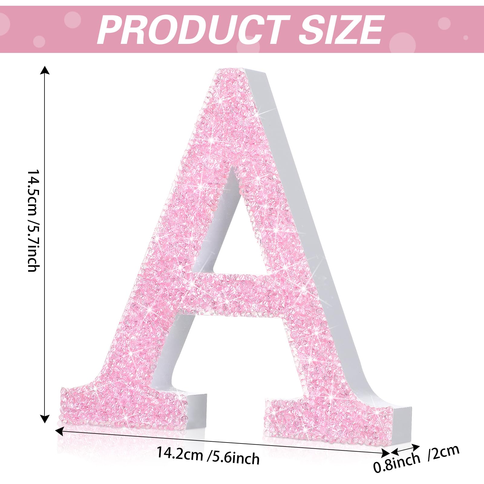 Qunclay Letras de diamante de cristal de 5.7 pulgadas, letras rosas brillantes, letras colgantes, decoración de diamantes de imitación, manualidades para el día de San Valentín, bodas, regalos para