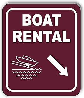 BOAT RENTAL DIRECTIONAL 45 DEGREES DOWN RIGHT ARROW CAMPING Aluminum Composite Outdoor Sign 8.5" x10"