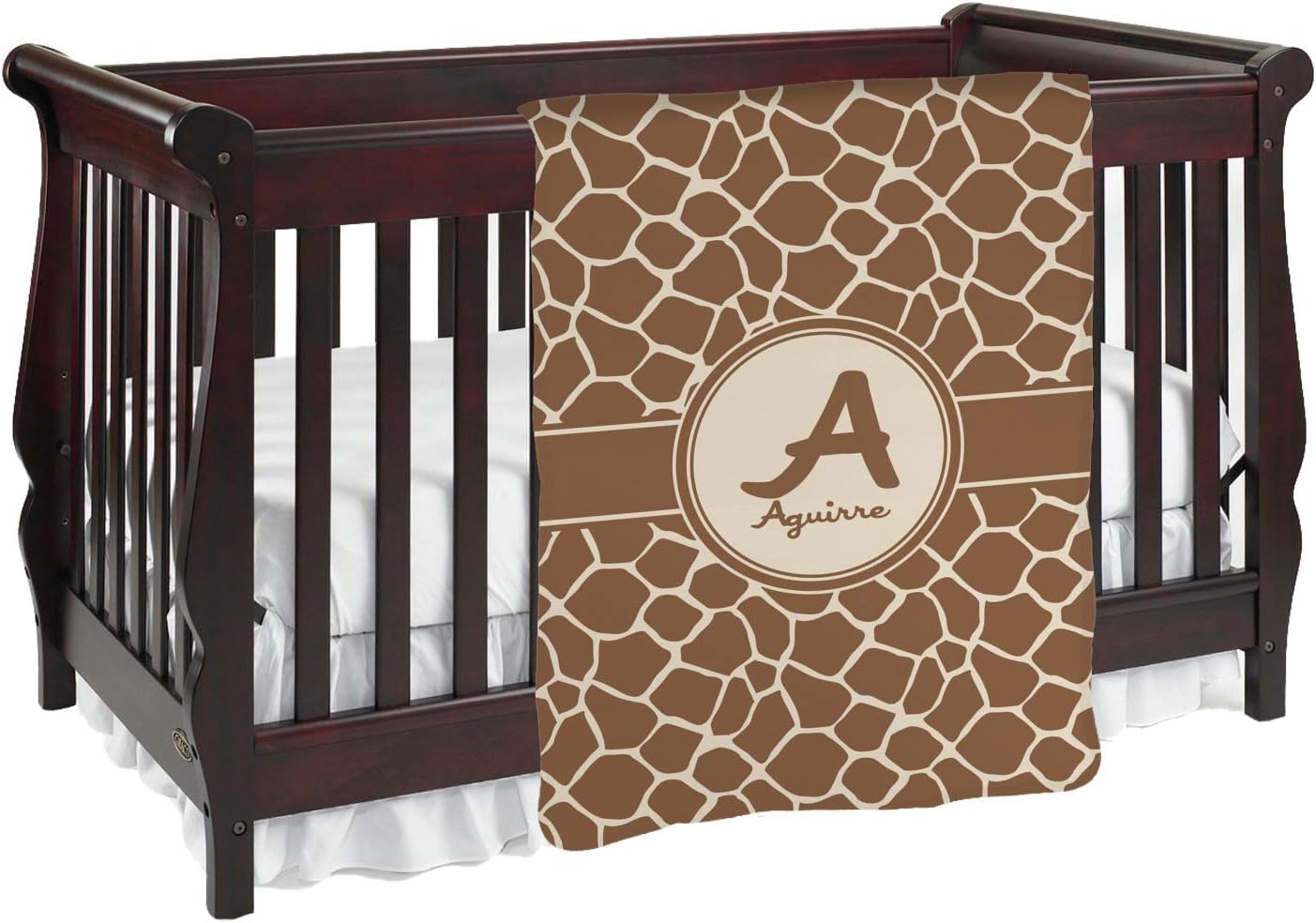 Personalized Giraffe Print Baby Blanket (Single Sided)