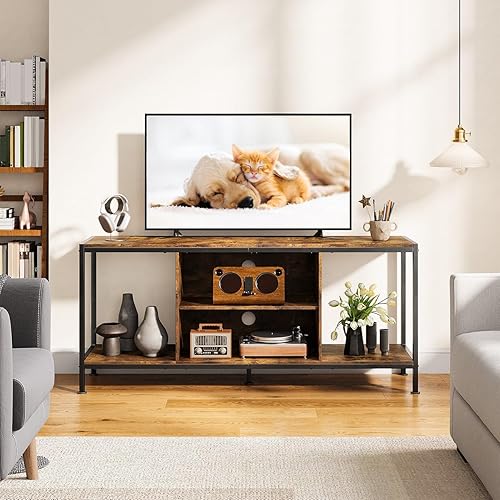 Miniatura 4 de Gizoon Soporte de TV para TV de hasta 65 pulgadas con estantes de almacenamiento, centro de entretenimiento para juegos de 3 niveles para PS5, mesa