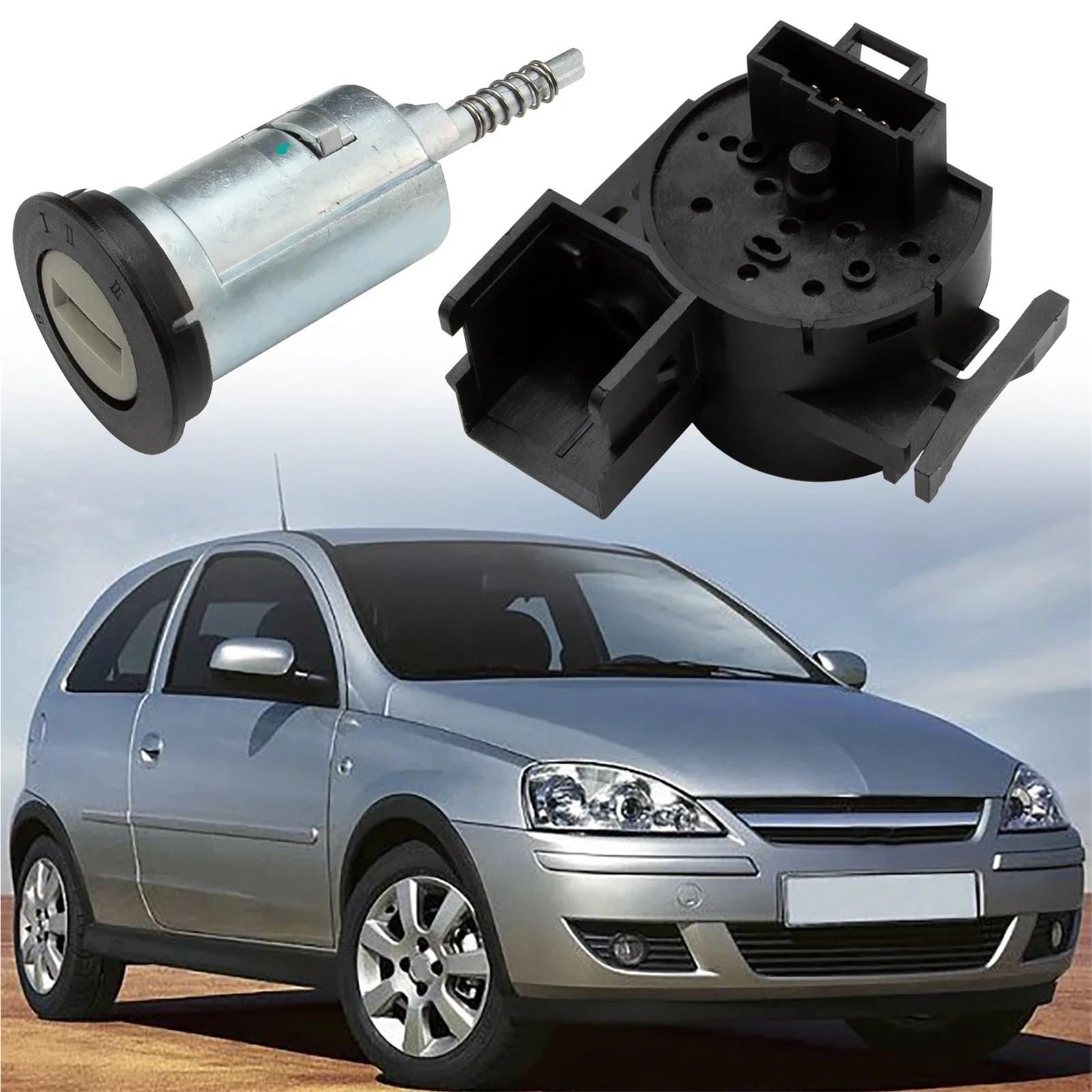 Interruptor de arranque Cilindro de bloqueo del interruptor encendido con 2 llaves 9115863, compatible Vauxhall, Corsa C, Combo, Meriva A, Tigra B