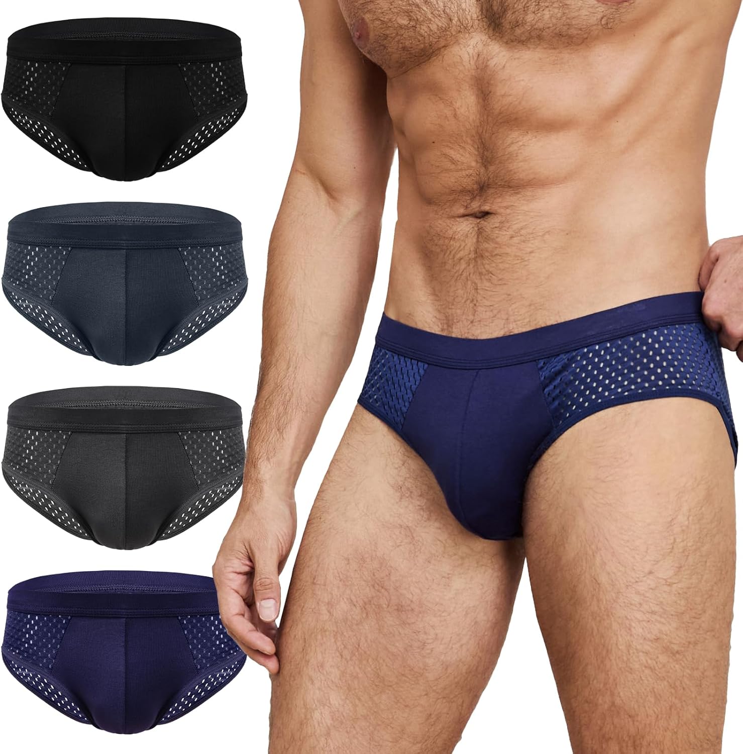 HOOFESAN Men's Underwear Pack Briefs- Breathable Built-in with 3D Pouch Comfortable Underwear for Men