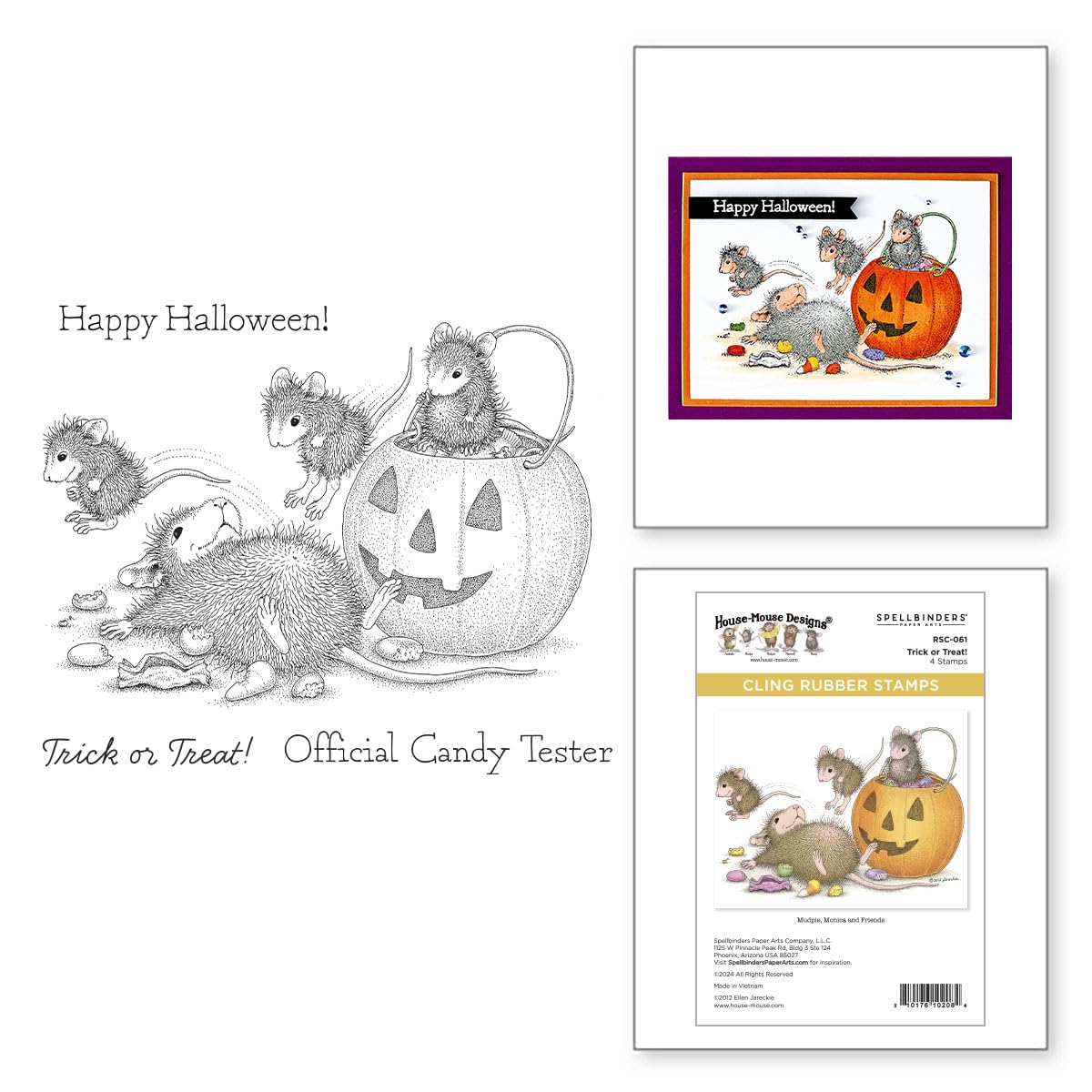 Trick or Treat! Cling Rubber Stamp Set from The House-Mouse Tree-mendous Christmas Collection, red