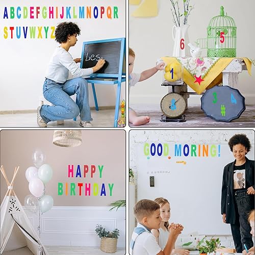 Miniatura 6 de 220 piezas/8 hojas de letras mayúsculas con símbolos, 3 pulgadas autoadhesivo en mayúsculas número del alfabeto para pósteres, tableros,