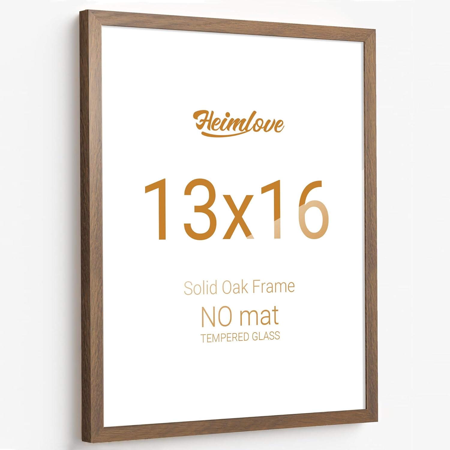 Heimlove 13x16 Picture Frames Oak Wood,13 x 16 Photos Frame with Tempered Glass,Wall Gallery Poster Frame with No Mat,Horizontal and Vertical for Wall Mounting,Home Office Decoration,Walnut Color 1 13x16