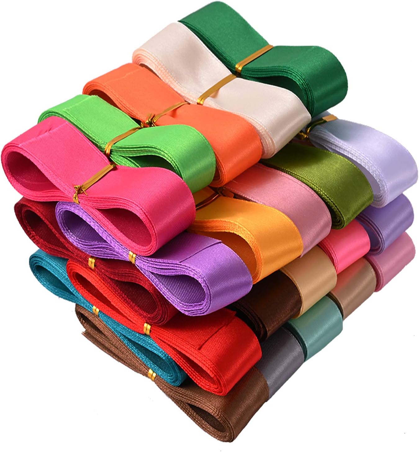 Berolle 30 Colors 90 Yards Double Faced Satin Ribbon Crafts Fabric Gift Ribbon Bundle Assorted Ribbon for Crafts, Cakes, Gifts, Bows, Weddings, Gift Boxes/Bags(25mm Wide)