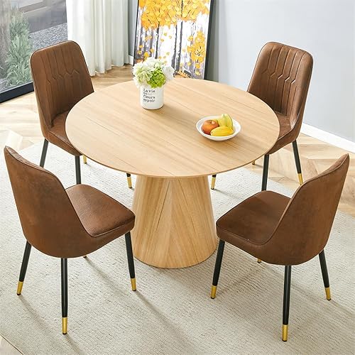 Vista 34 de Juego de mesa de comedor redonda para 4, juego de mesa de comedor pequeña de 45 pulgadas para 4, juego de comedor y sillas de comedor para 4