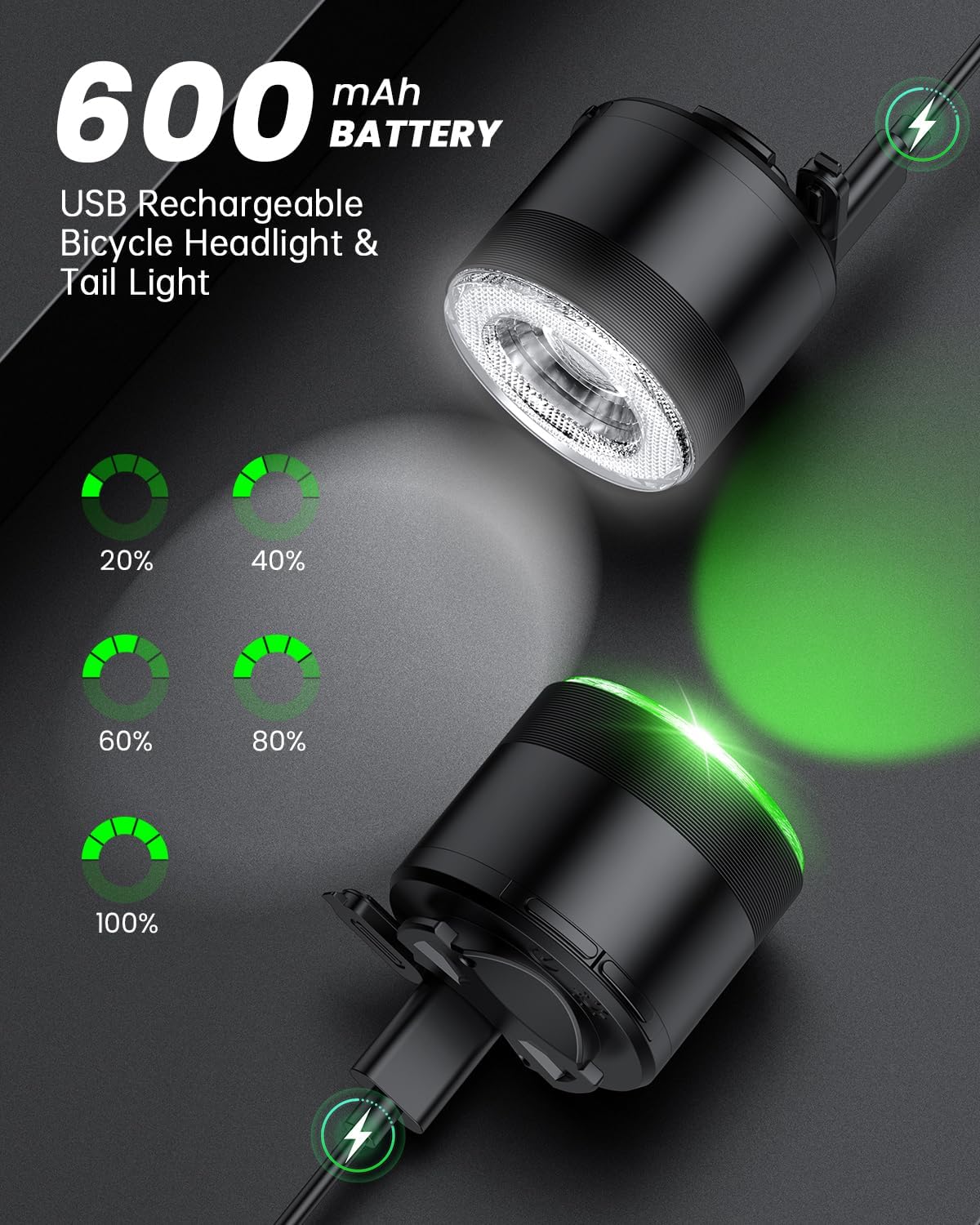 ONVIAN Super Bright USB Rechargeable Bike Lights for Night Riding, Wireless Remote Bike Lights Front and Back, 15 Light Modes 7 Colors, Waterproof Bicycle Light Set for Adults Kids Road Mountain