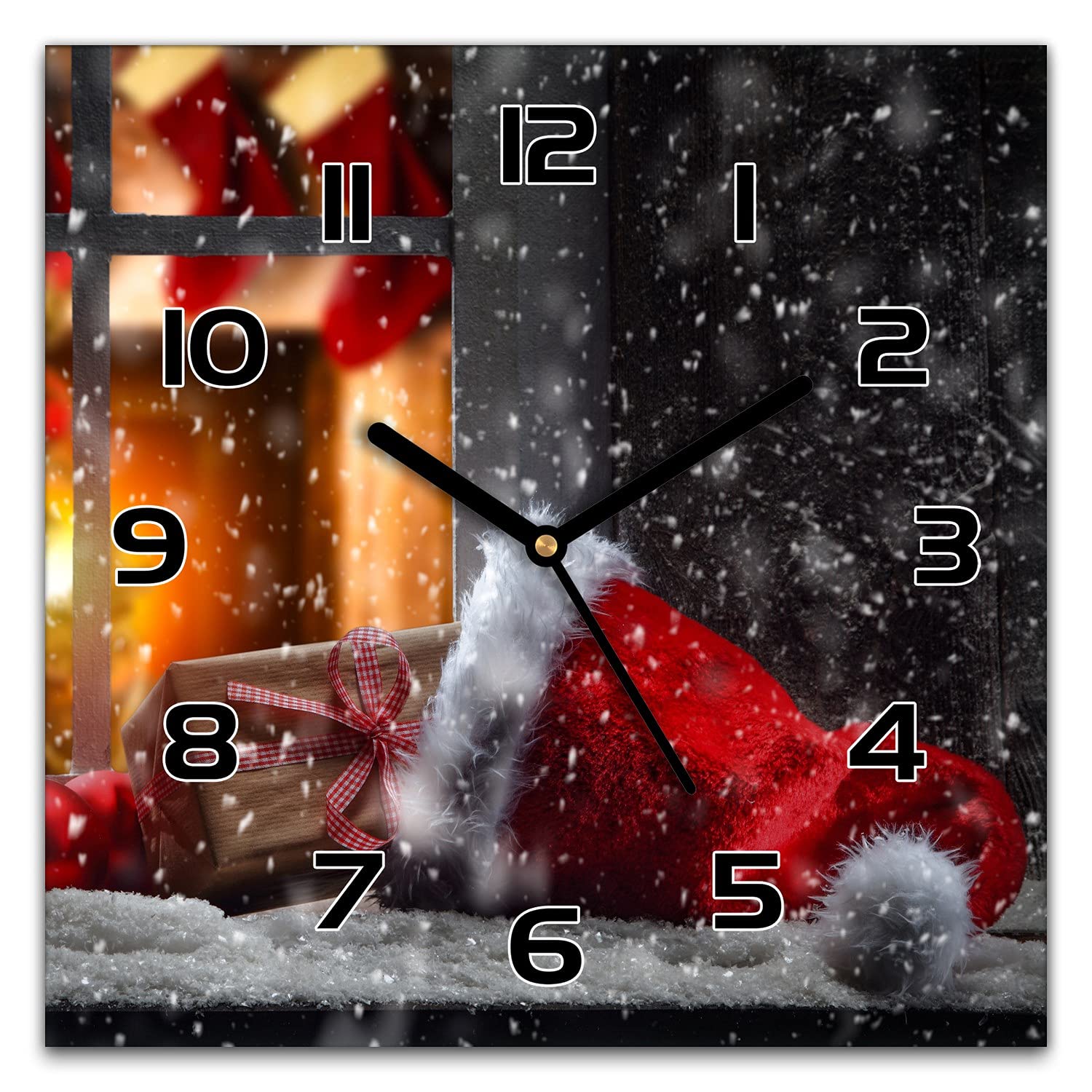 Horloge murale Noël en verre de 30 cm pour sublimer la décoration de votre cuisine