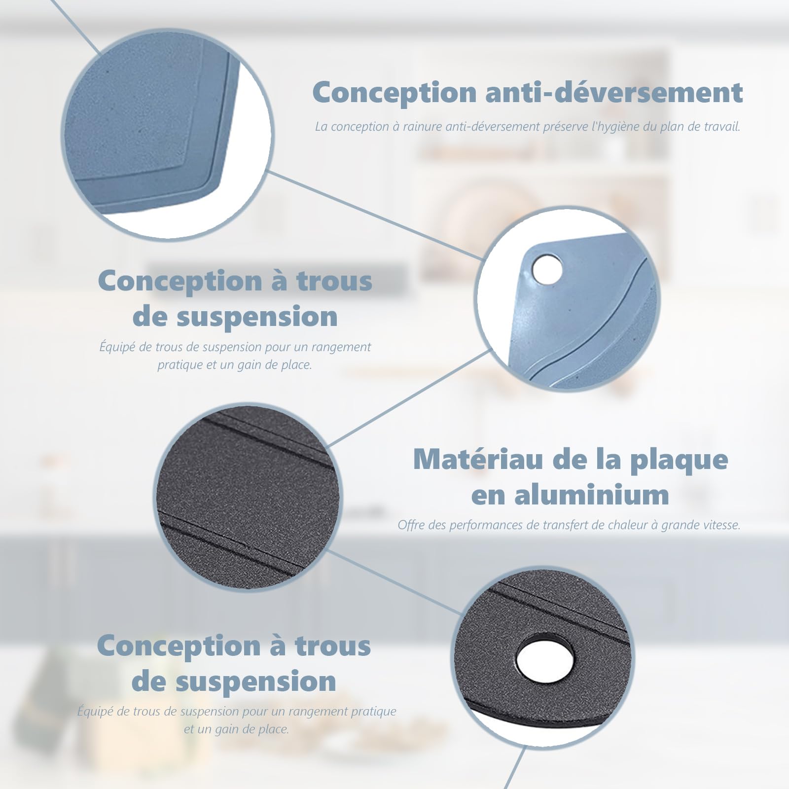 Plateau de décongélation rapide avec mini planche à découper pour viande poisson légumes