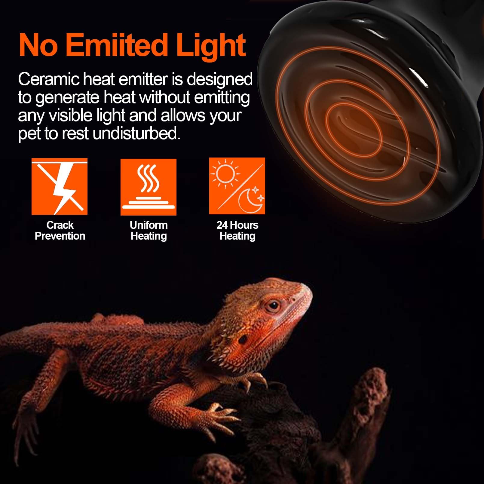 BNOSDM Reptile 100W Ceramic Heat Emitter,4 Pack Reptile Heat Lamp Bulbs,Ceramic Heat Lamp,Brooder Coop Heater for Amphibian Reptile Lizard Turtle Chicken - image 3