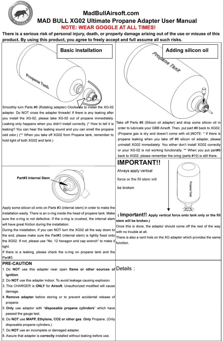 MDXSB Madbull XG02 Propane Adapter for Airsoft Miniature Silicon Container Attached [for Airsoft Only]