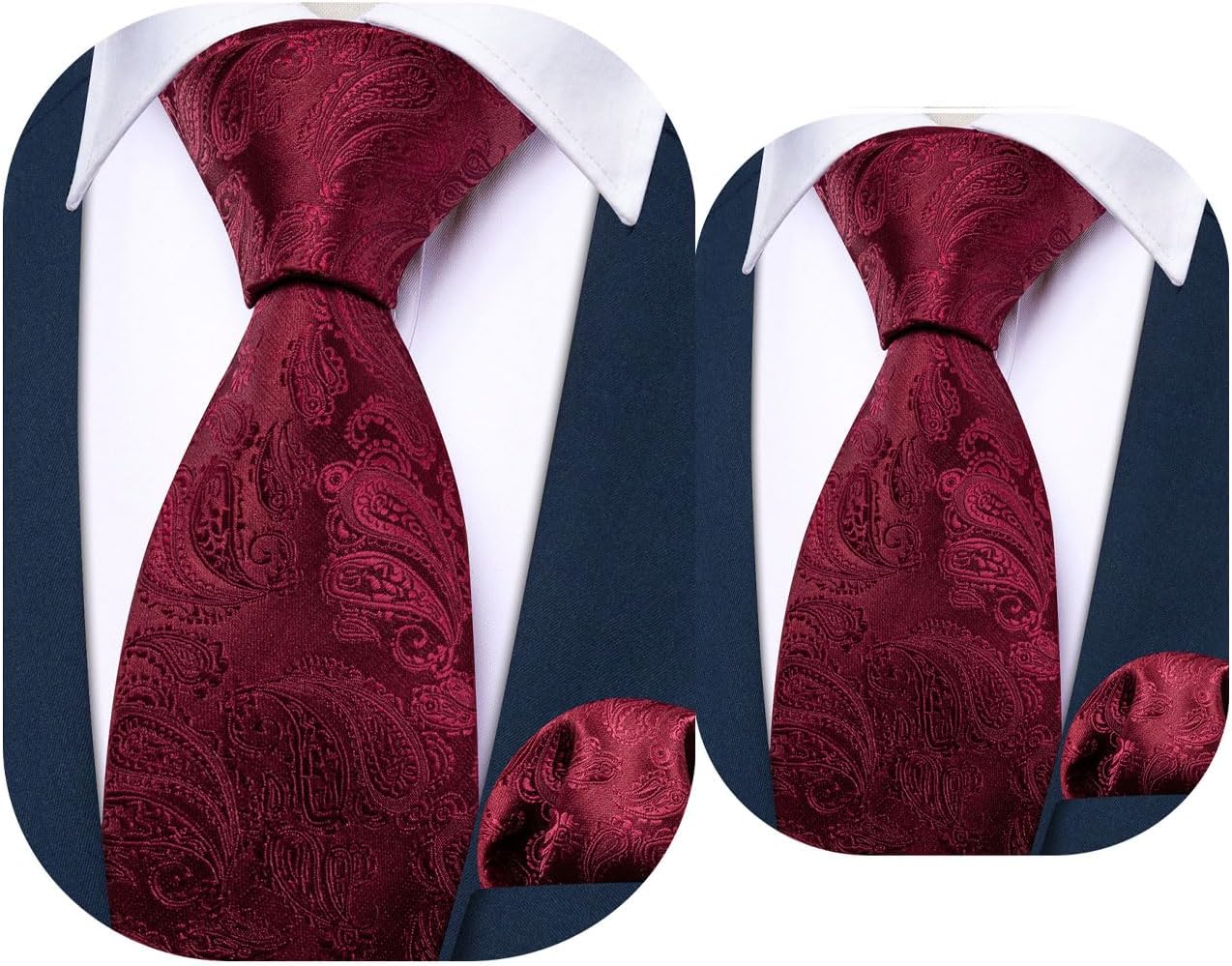 Barry.Wang 2 PACK Ties for Father and Son Fashion Children Tie Men Necktie Jacquard Handkerchief
